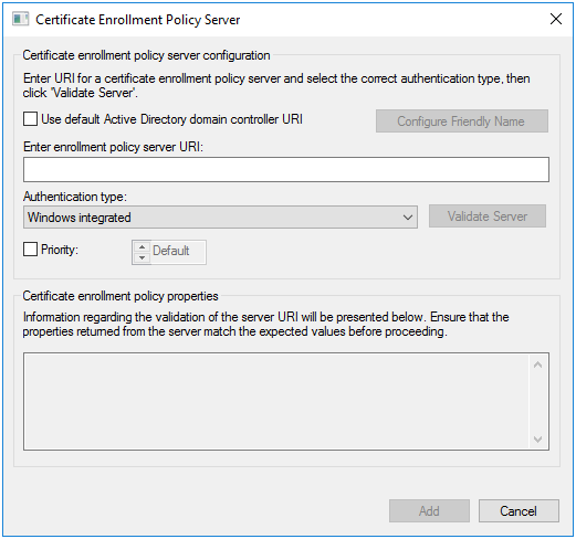 Add a Certificate Enrollment Policy Server