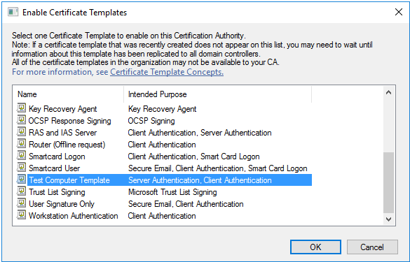 Enable Certificate Templates