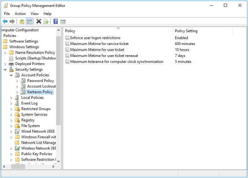 Kerberos Policies