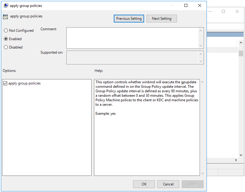 apply group policies Setting